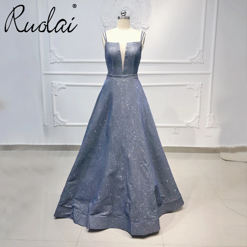 Глубокий v-образный вырез Вечерние платья Длинные 2019 блестящие Спагетти ремень с