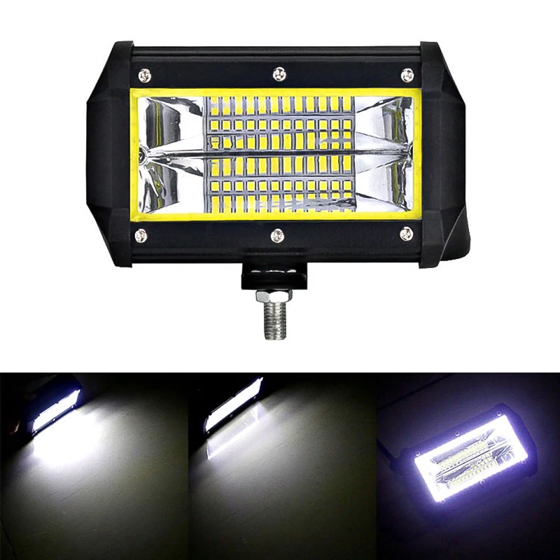 

1Pcs New Car 10-48V LED Work Light 5 Inch 24LED 72W Double-row LED Strip Light With Aperture Flash spotlight IP67