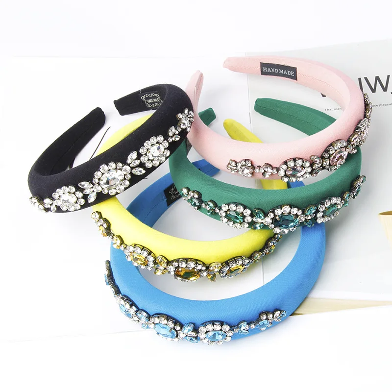 

Повязки на голову для женщин и девушек корейский широкий барокко Циркон драгоценный камень для взрослых диадемы бандо оптовая продажа воло...