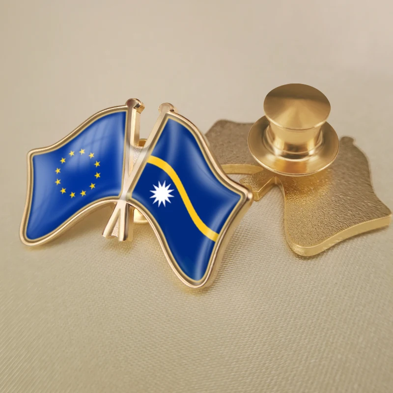 Европейский союз и Nauru перекрестные двойные фотообои брошь | Украшения