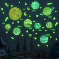 zollor luminous planet moon star wall sticker bedroom living room childrens room fluorescent self adhesive decorative stickers