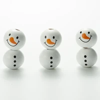 20mm round snowman natural wood beads christmas spacer beads for jewelry making diy bracelet necklace accessories