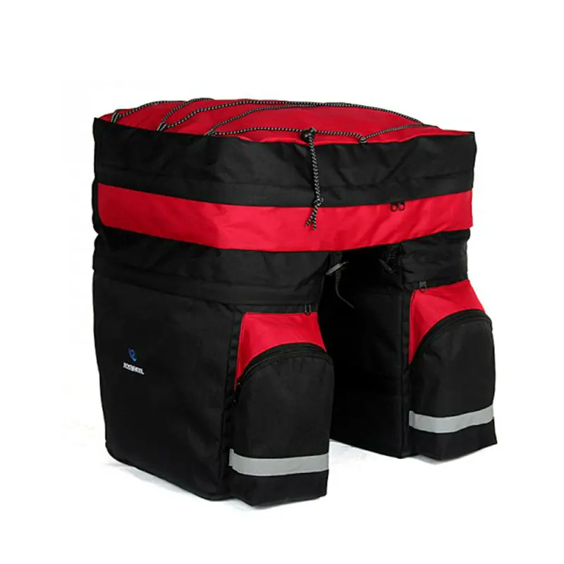 Black Red ROSWHEEL Сумка-переноска для велосипеда, 60л, задняя стойка для багажника велосипеда, багаж на заднее сиденье, Паньер, две сумки для активного отдыха, велосипедное седло для хранения, 14590 - Цвет: Black Red