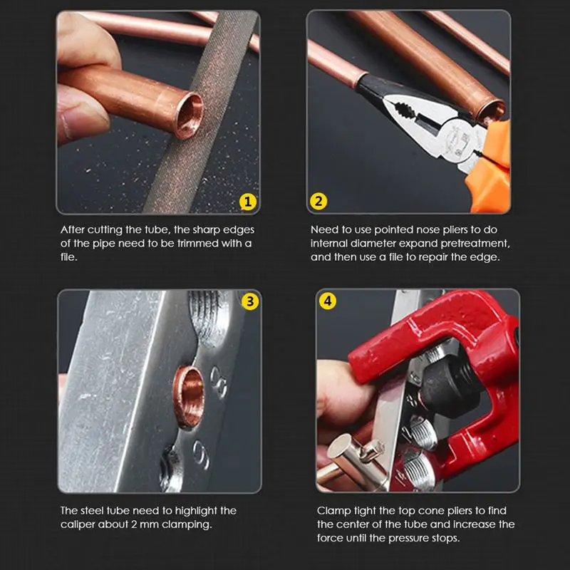 

6 Dies Tubing Pipe Flaring Tools Set Kits Woodworking Metal Extension Tools 3/16-5/8 Air Brake Line Flaring Tubes