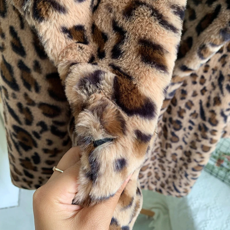 Savabien Leopard Furry Long Fake Fur Coat Long Sleeve Lapel Faux Fur Jacket Vintage Harajuku Runway Outerwear Festival Coats