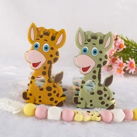 kovict 510pc cartoon giraffe silicone teether food grade pendants diy pacifier chain necklace accessories baby care molar toys