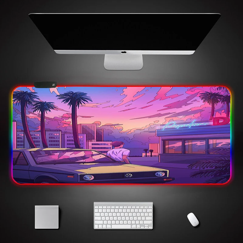 

MRGLZY Super Large Game Computer Game USB Keyboard Pad with Light Lamp Eating Chicken Effect Seaming Warping Mouse Pad Table Mat