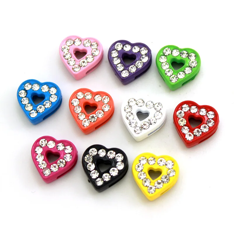 10 шт./лот оптовая продажа 8 мм смешанный стиль красочные слайд амулеты со стразами