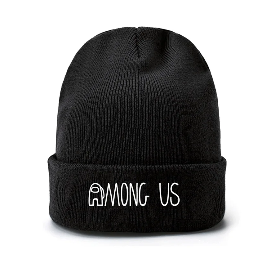 

VSnow Among Us Hat Beanie Bonnets for Women Windproof Caps Keep Warm Unisex Fashion Designer Knitted Hat Black Cotton