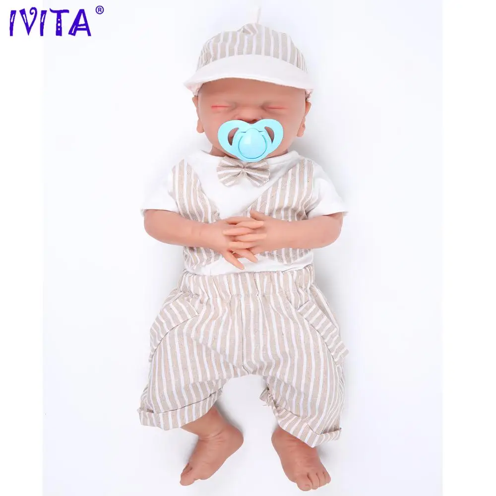 IVITA WB1514 46 см 3000 г настоящий полный силикон Bebe Reborn спящий малыш рот открываются игрушки закрытые глаза Младенцы для детей куклы