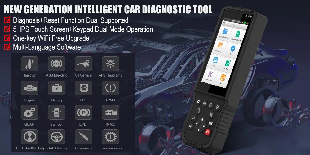 Старт CR619 OBD2 автомобильной сканера чистый ABS подушки безопасности srs код читателя результаты аварии инструмент диагностики авто OBD2 ABS считыватель кода