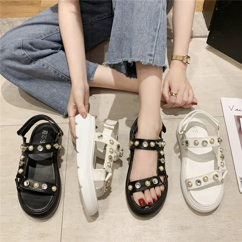 

Med Clogs With Heel Beige Heeled Sandals Female Shoe Womens Wedges All-Match 2021 Summer Medium Thick Black Girls Clear Platform