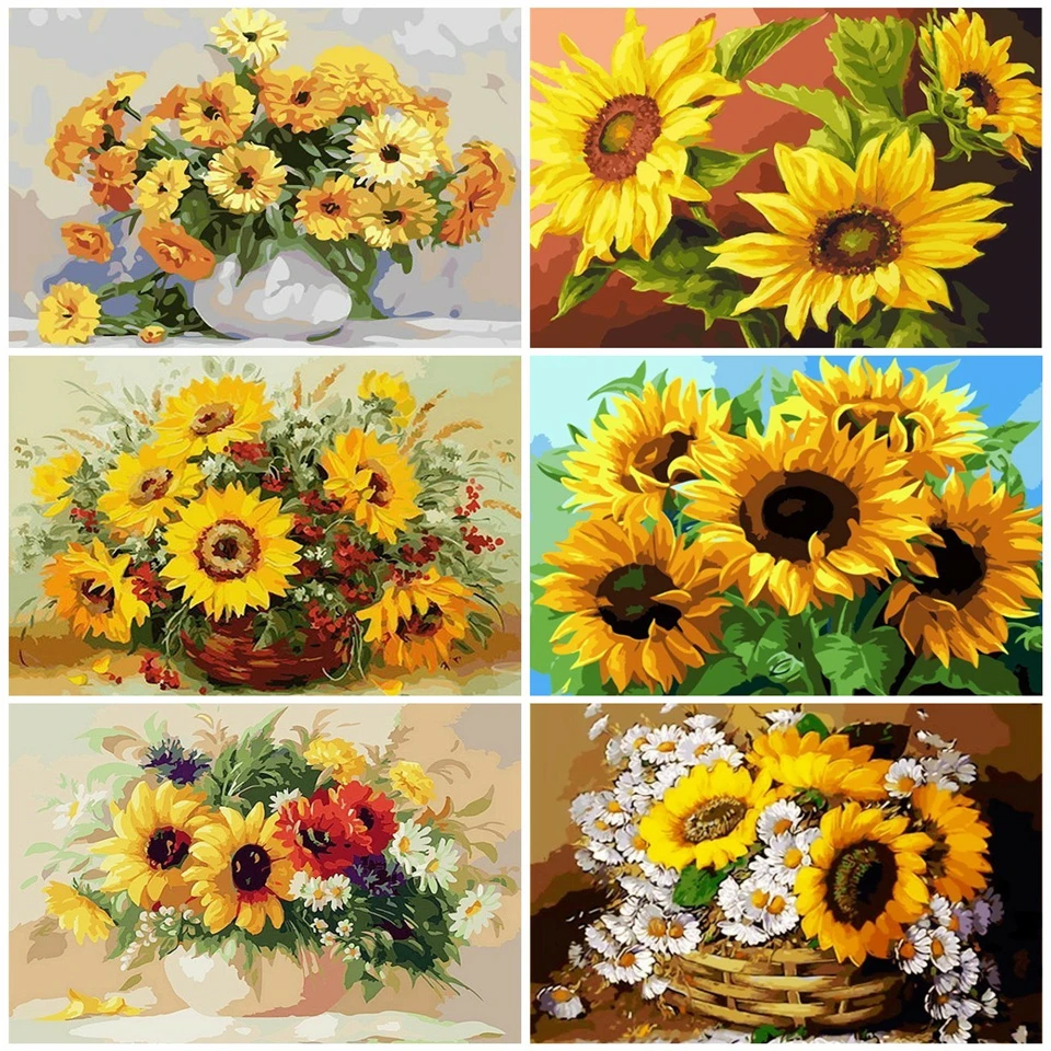 AZQSD DIY Набор для рисования по номерам подсолнухи абстрактные