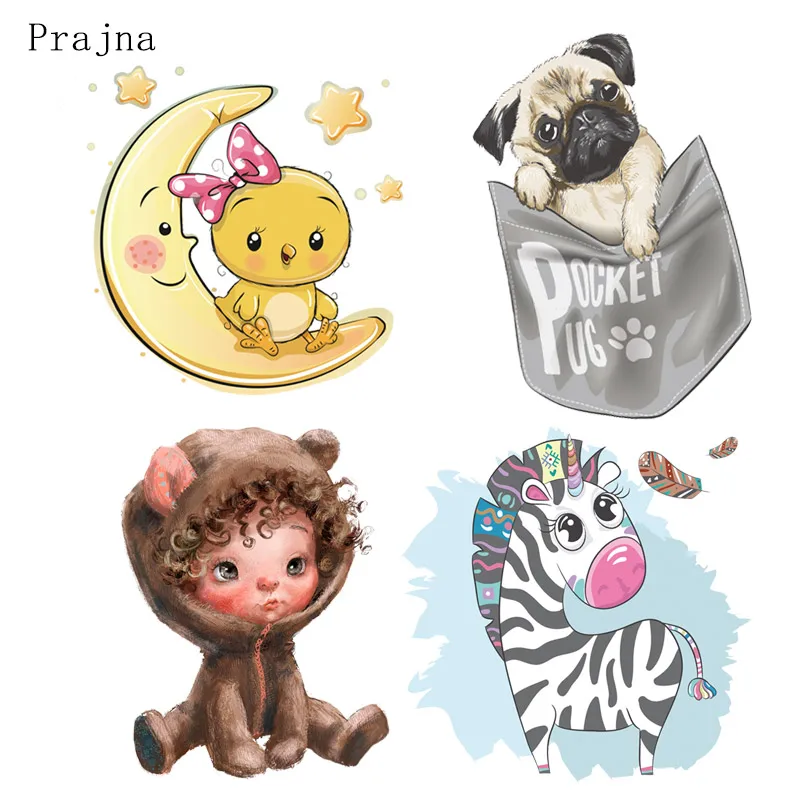 Prajna сделай сам Мультяшные переводки с помощью утюга для футболок Детские нашивки