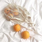 1 шт. Повседневная Сетчатая Сумка, однотонные вязаные сумки для покупок, тканая многоразовая сумка для покупок с длинной органайзер для фруктов сумочкой для хранения