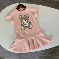 new 2021 summer fashion kids dresses for girls cotton cartoon bear short sleeve comfortable children princess dress 2 10 year