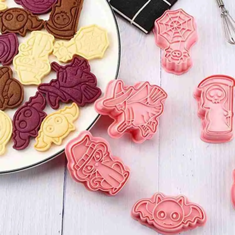 6 шт. Хэллоуин 3d мультфильм формы для печенья &quotлетучая мышь&quot ведьмы с паутиной