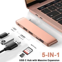 usb c hub type c adapter docking station with 2 usb 3 0 tf sd reader pd thunderbolt 3 for macbook pro air m1 2020 2019 2018 2017