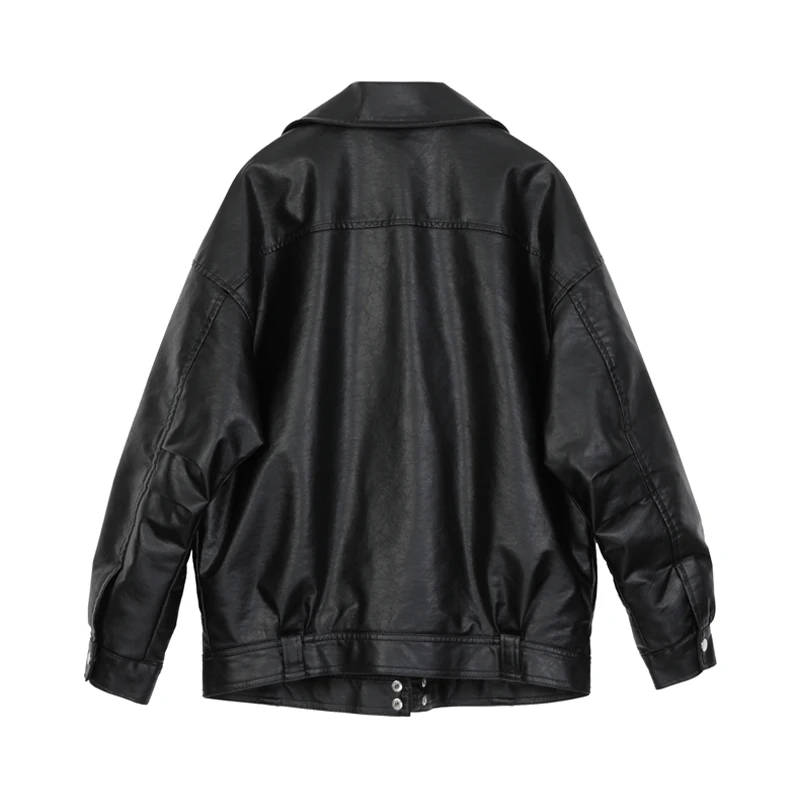 Куртка женская из искусственной кожи свободная Классическая куртка бойфренда на