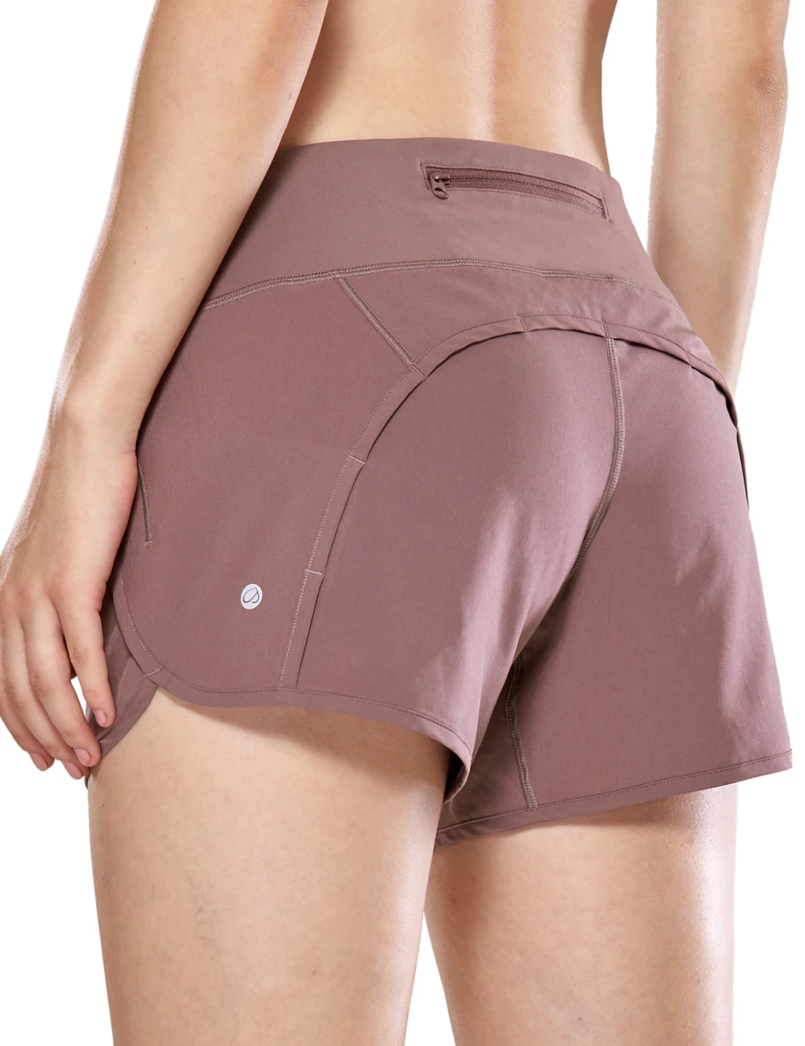Mauve07 SYROKAN женские спортивные шорты для тренировок и бега с карманом на молнии-4 дюйма - Цвет: Mauve07
