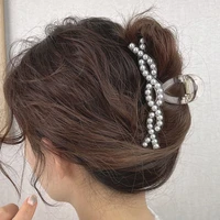 2021 spring summer korea ins pearl hair clip headdress hair clip female back head acrylic clip large shark clip bath hair clip