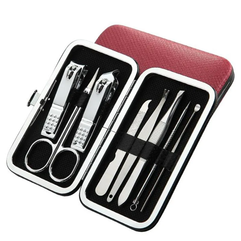 

8PCS/Set Stainless Steel Kit Nail Pedicure Manicure Set Art Care Scissor Tweezer Ear Pick Clipper Acne Needle Tool Utility