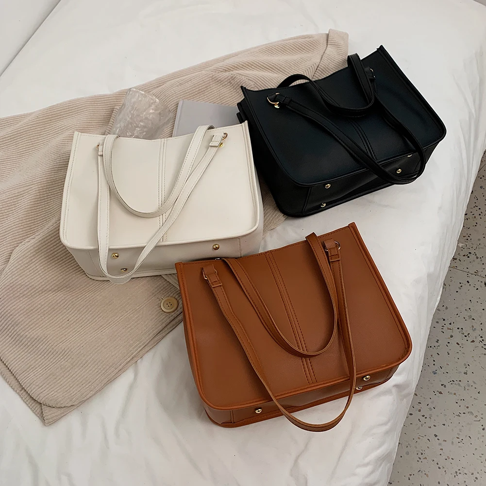 

Women Retro Nylon Pure Color Shopping Bags Large Capacity Shoulder Tote Bag Ladies Casual Handbags 2021 new