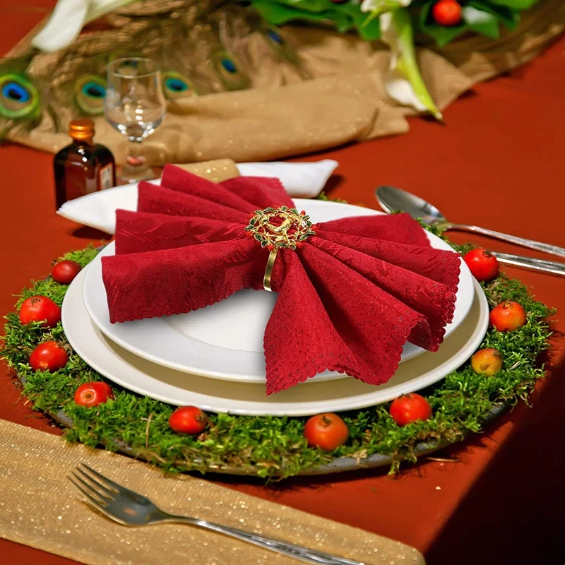 

8PCS Christmas Napkin Rings Xmas Wreath Elk Deer Napkin Ring ​for Christmas Thanksgiving Dinner Table Wedding Decor