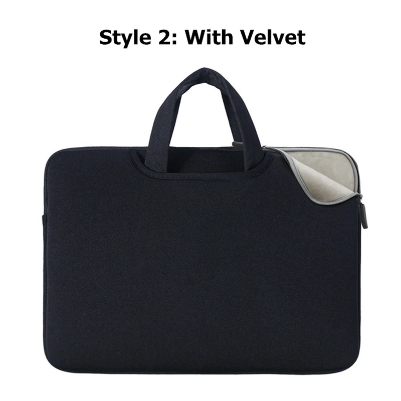 Сумка для ноутбука для Dell Asus lenovo hp acer Сумочка компьютер 11 12 13 14 15 дюймов для Macbook Air Pro ноутбук 15,6 чехол - Цвет: black with Velvet