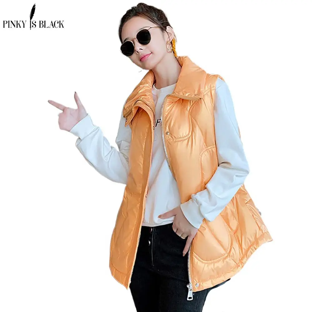 

PinkyIsBlack Women Autumn Winter Vest Jacket Female Fashion White Duck Down Vest Coat Casual Zipper Sleeveless Winter Waistcoats