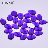 junao 813mm 1318mm dark purple drop shapes rhinestones acrylic flatback strass crystal glue on gems for clothes dress craft