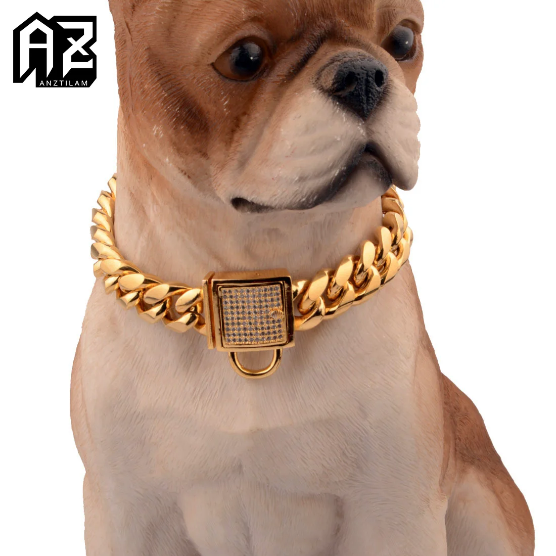 

AZ 14mm High-Quality Strong Metal Dog Chain Collars Stainless Steel Pet Training Choke Collar For Large Dogs Pitbull Bulldog