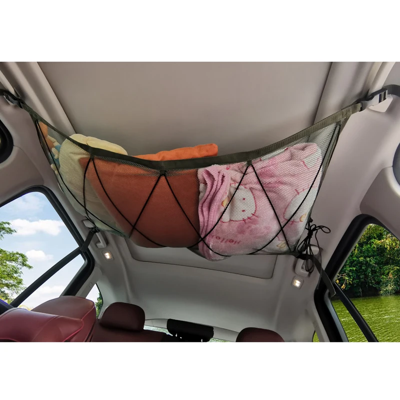 Автомобильная внутренняя потолочная Сетчатая Сумка для хранения с молнией на