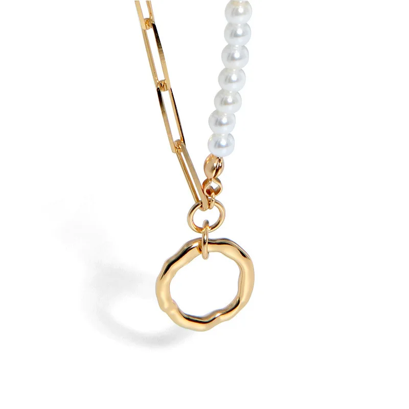 

Leouerry 925 Sterling Silver Asymmetry Pearl Necklaces Minimalist Elegant Clavicle Chain Necklaces for Women Festival Jewelry