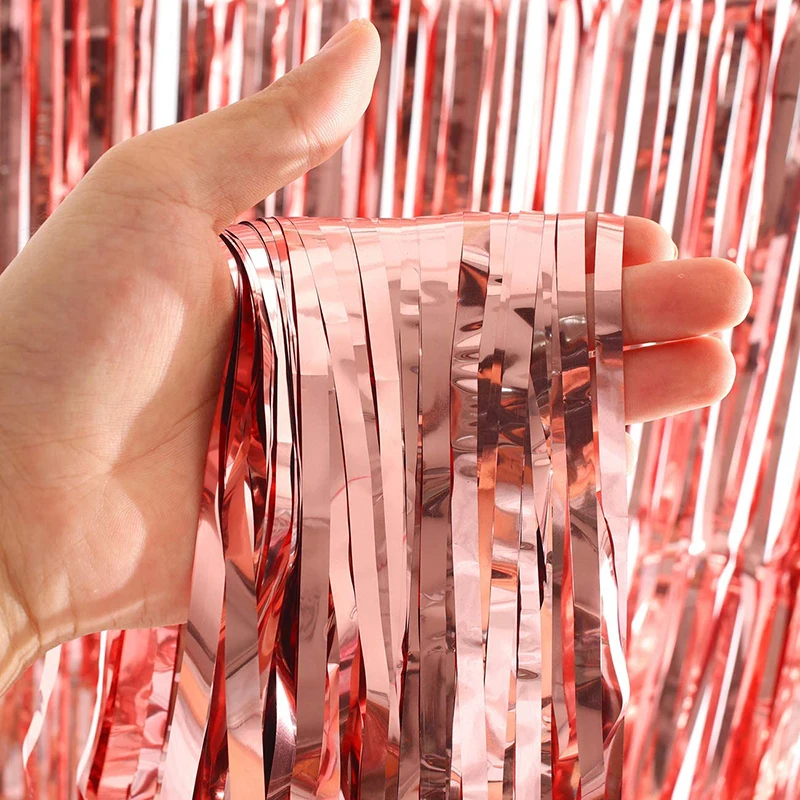 Домашний 1/2 шт. 3ftx8ft Фольга бахрома Шторы двери металлические блестки фон для