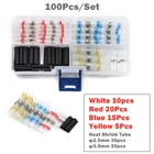 Комплект соединителей для проводов с паяльным уплотнением, термоусадочные паяльные втулки, водонепроницаемые изолированные соединительные втулки для кабеля, 100 шт.