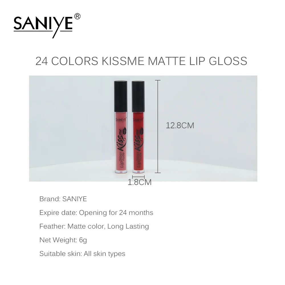 SANIYE 24 цвета жидкость &quotнюд&quot губная помада долговечная водостойкая матовая для