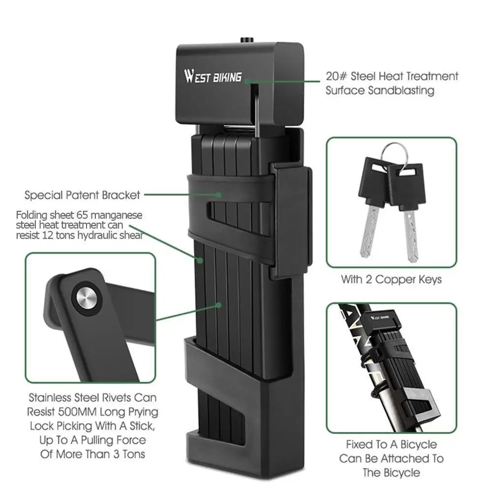 

Foldable Bicycle Lock Strong Security Anti-theft Cycling Lock MTB Bicycle Accessories Steel Alloy Scooter E Bike Lock