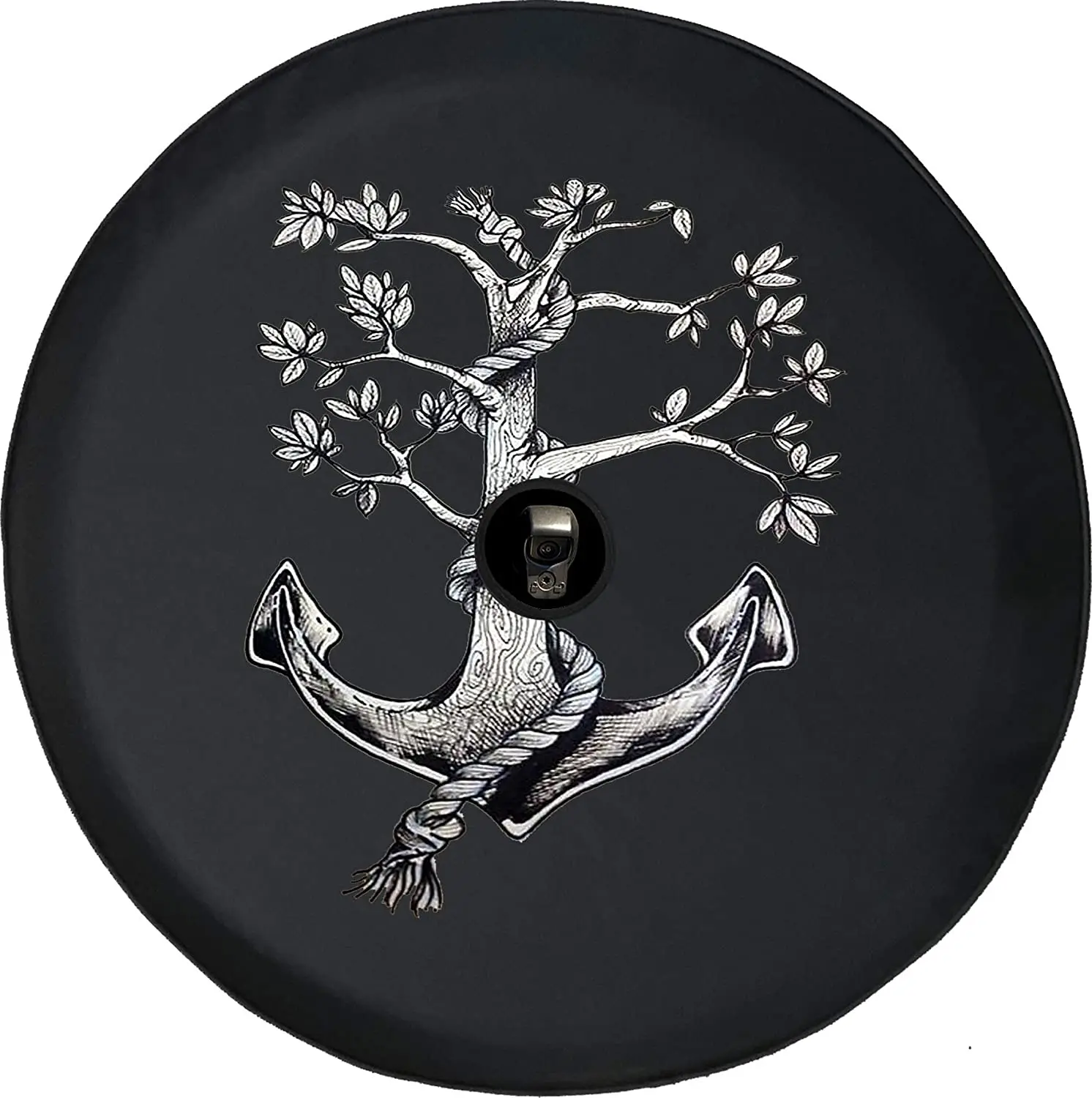 

556 Gear Anchor Tree JL Spare Tire Cover with Backup Camera Black Size 32 Inch