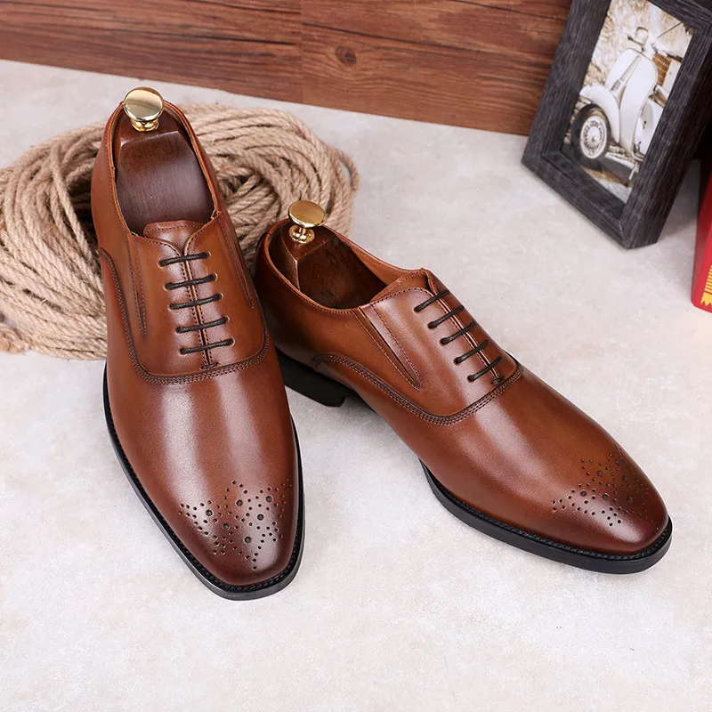 Мужские туфли оксфорды из зернистой кожи DESAI черные формальные в британском