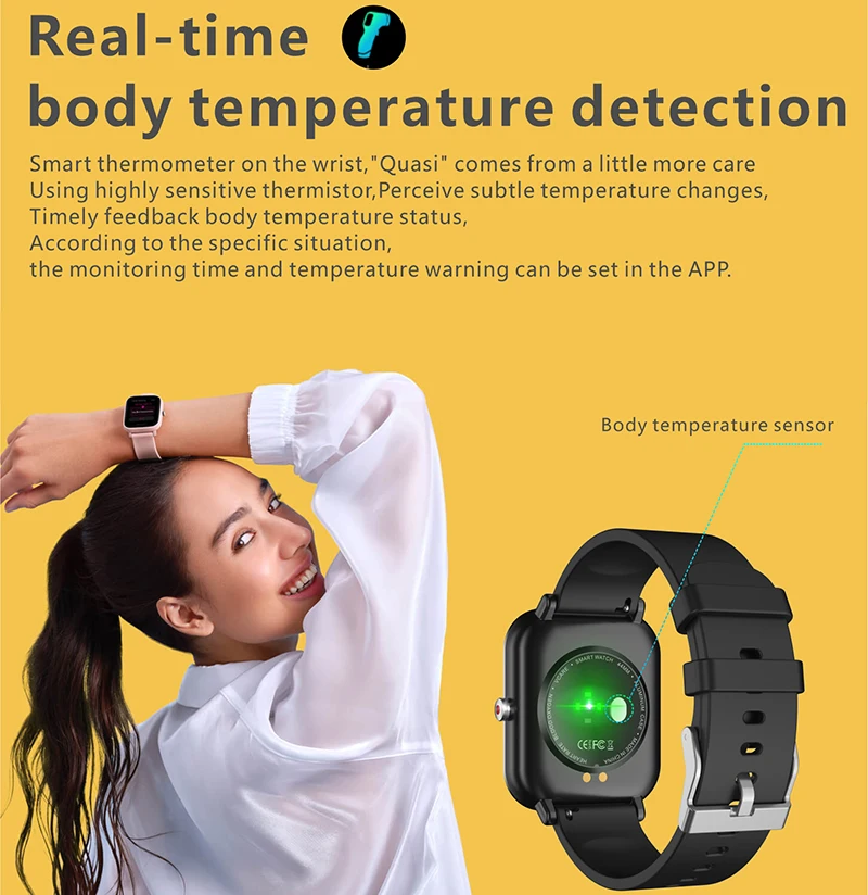 Новинка 2021 смарт-часы с датчиком температуры тела фитнес-трекер часы Bluetooth