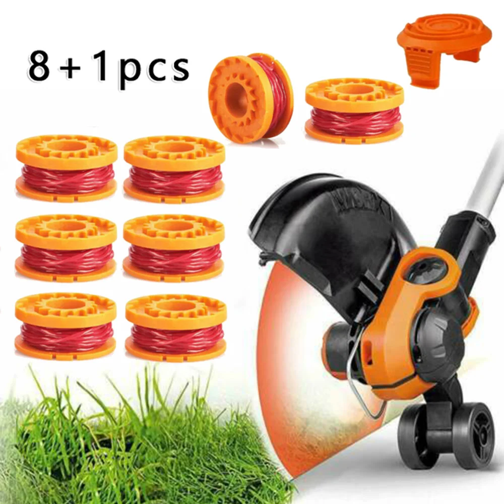 8+1PCS Trimmer Spool Line For Worx WG154 WG163 WG180 WG175 WG155 WG151 WG160 Lawn Mower Grass Trimmer Replacement Accessories