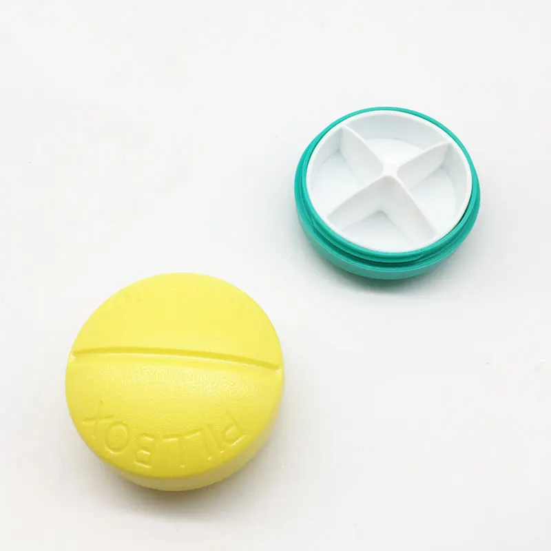 

Mini 4 Slot Healthy Care Pill Box Medicine Drugs Tablet Holder Sort Storage Case Round Storage Box Organizer Pill Container