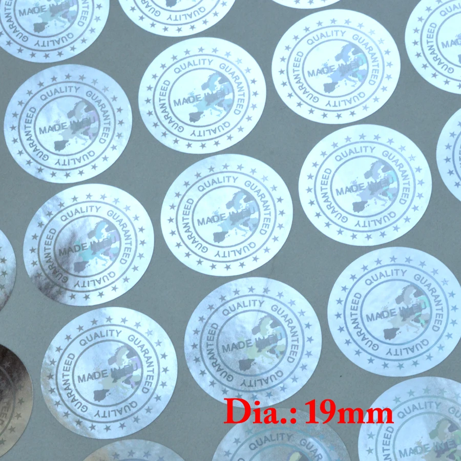 SILVER 19 мм в диаметре, 2000 шт./лот, голографические наклейки, сделанные в Европе, гарантированное качество, голограмма, наклейка, серебро - Цвет: SILVER