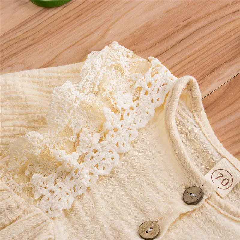 Pudcoco/кружевной комбинезон принцессы для новорожденных хлопковый и льняной с