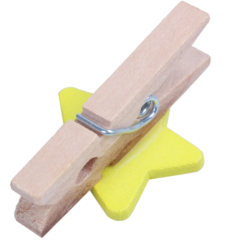 

Star Pattern Card Photo Paper Spring Peg Mini Wooden Clip 20pcs Yellow
