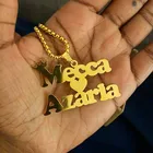 Персонализированное ожерелье в стиле хип-хоп с двумя именем, Корона из нержавеющей стали, Большие Подвески с табличкой для женщин и мужчин, ювелирные изделия ручной работы