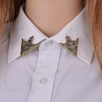 1 pair vintage triangle shirt collar pin hollow metal brooch for women men fashion wild collar pin clothes decor