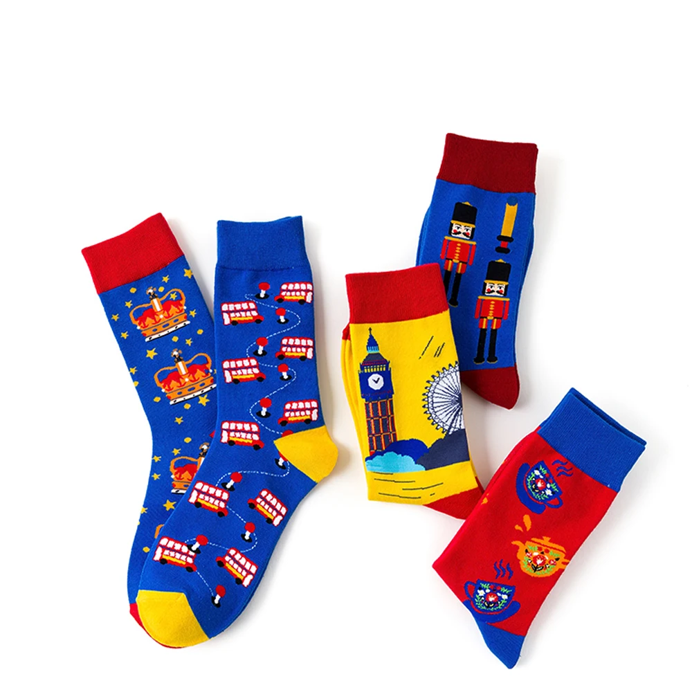 Оригинальные хлопковые носки для пар оригинальные в британском стиле с
