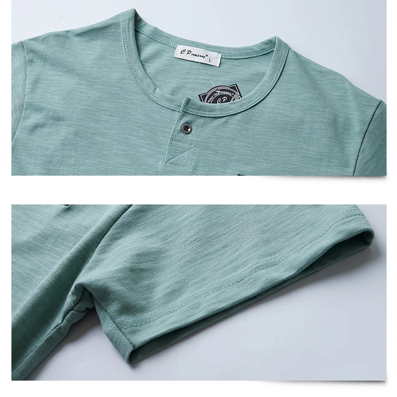 Летняя футболка с коротким рукавом мужская приталенная на пуговицах брендовая